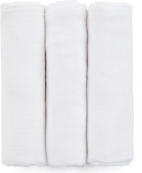 Pañales de muselina de bambú PETITE&MARS Moussy Total White 68 × 68 cm (3 uds.)