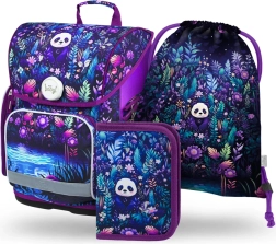 Baagl set escolar Ergo Jungle Panda – cartera, estuche y bolsa