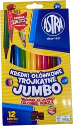 Lápices de colores jumbo triangulares con sacapuntas 12 uds ASTRA