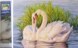 Pintura de diamantes – cisnes entre los juncos 30 × 40 cm