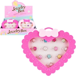 Anillos infantiles en estuche con forma de corazón (12 uds.)