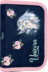 Estuche escolar de un piso con dos solapas Unicorn – lleno
