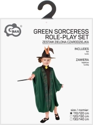 Disfraz infantil de mago y bruja – verde (110–120 cm)