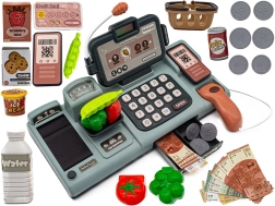 Caja registradora educativa infantil para jugar a las tiendas con micrófono, báscula, cesta y accesorios