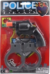 Pistola de plástico de pistones con esposas, 8 disparos