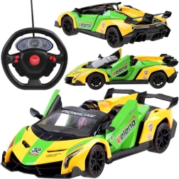Coche deportivo RC con puertas abatibles y mando con volante