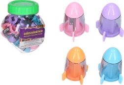 Sacapuntas con depósito y goma – nave espacial