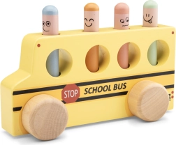 Autobús escolar de madera con clavijas emergentes