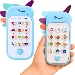Teléfono interactivo infantil unicornio – luces y sonidos, azul