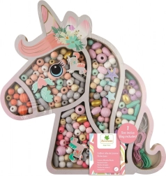 Cuentas de madera en tonos pastel – unicornio