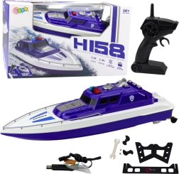 Lancha motorizada policial teledirigida azul