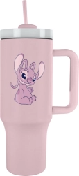 Taza de viaje de Lilo y Stitch con pajita rosa
