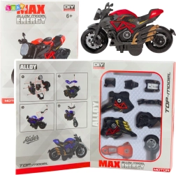 Motocicleta para montar 1:14 modelo metálico negro-rojo DIY