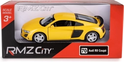 Modelo de metal del coche AUDI R8 2019 1:36 amarillo con puertas abatibles