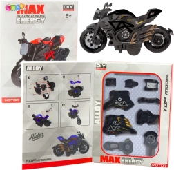 Modelo metálico de motocicleta para montar 1:14 negro‑dorado
