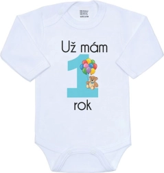 Body infantil con estampado New Baby Ya tengo 1 año, azul, talla 86