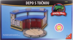 Depósito Vláčky Max con plataforma giratoria para 4 locomotoras