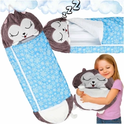 Saco de dormir infantil 2 en 1 con almohada 135 × 50 cm – azul