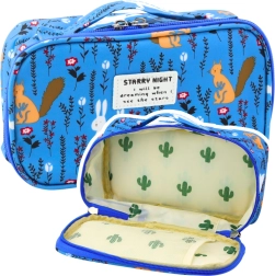 Estuche escolar con organizador - azul