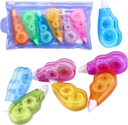 Juego de cintas correctoras de colores con estuche con cremallera, 6 uds.