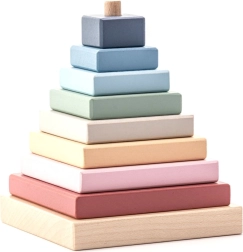 Cubika pirámide de colores pastel – rompecabezas de madera de 9 piezas