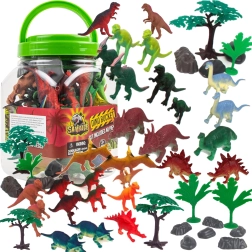 Figuras de dinosaurios en cubo con accesorios 40 piezas BOLEY