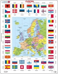 Puzzle Mapa de Europa y banderas (70 piezas)