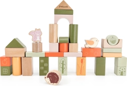 Bloques de construcción de madera POLARB – animalitos, Montessori, 50 uds