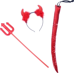 Set de diablito para niños con diadema, bastón y cola