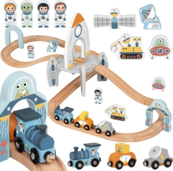 Pista de tren espacial de madera Tooky Toy