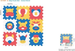 Alfombra de puzzle de espuma con animalitos, 9 piezas, EVA, 10m+, montaje de formas 3D