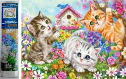 Pintura con diamantes Banda de gatitos 30x40 cm