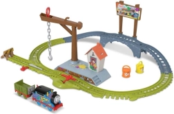 Thomas & Friends set de entrega de pintura – circuito de tren motorizado con grúa