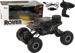 Coche RC Rover 1:16 negro, crawler todoterreno 4x4 con control remoto