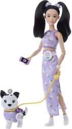 Barbie outfit doble flores – muñeca con perrito y accesorios