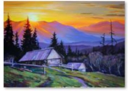 Pintura de diamantes – montañas al atardecer 40 × 30 cm