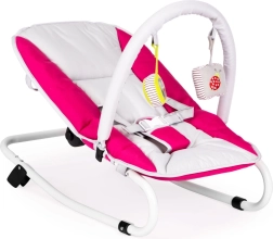 Hamaca mecedora plegable para bebé con juguetes blanco‑rosa