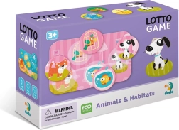 Juego infantil de lotería: animales y sus hogares