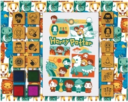 Sellos divertidos con bloc HARRY POTTER – set de espuma con 14 sellos y 4 almohadillas de tinta de colores