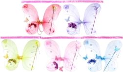 Alas de mariposa con purpurina – set con diadema y varita