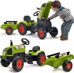 Tractor de pedales CLAAS con remolque y claxon a partir de 2 años