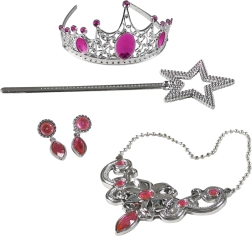 Set de princesa rosa con corona, varita y joyas