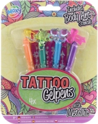 Bolígrafos de gel metálicos para tatuajes con plantillas, set de 4 unidades