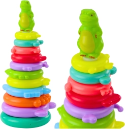 Pirámide educativa apilable con dinosaurio, 12 piezas y pegatinas