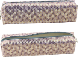 Estuche de lápices elegante con motivo de escamas marinas - morado y dorado