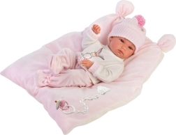 Llorens New Born niña – muñeca bebé realista 35 cm, cuerpo de vinilo completo