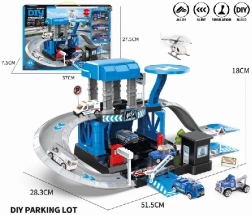 Set de estacionamiento con temática de policía y autos de metal