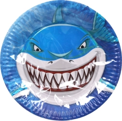 Bandejas de fiesta de papel Tiburón 23 cm (6 uds.)