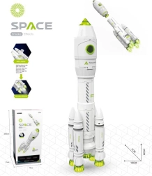 Cohete espacial con astronauta: humo, luz y sonido