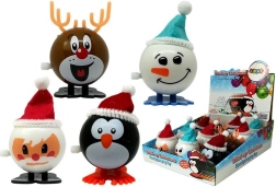 Juego de juguetes navideños de cuerda – pingüino, reno, muñeco de nieve y Santa, 12 uds.